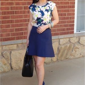 J crew navy fluted skirt